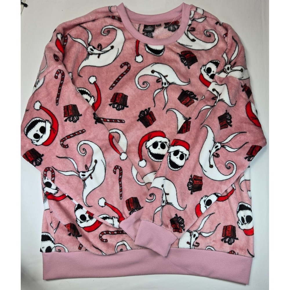 Disney Nightmare Before Christmas Pink Fleece Sweatshirt XXL Jack Skellington Ch